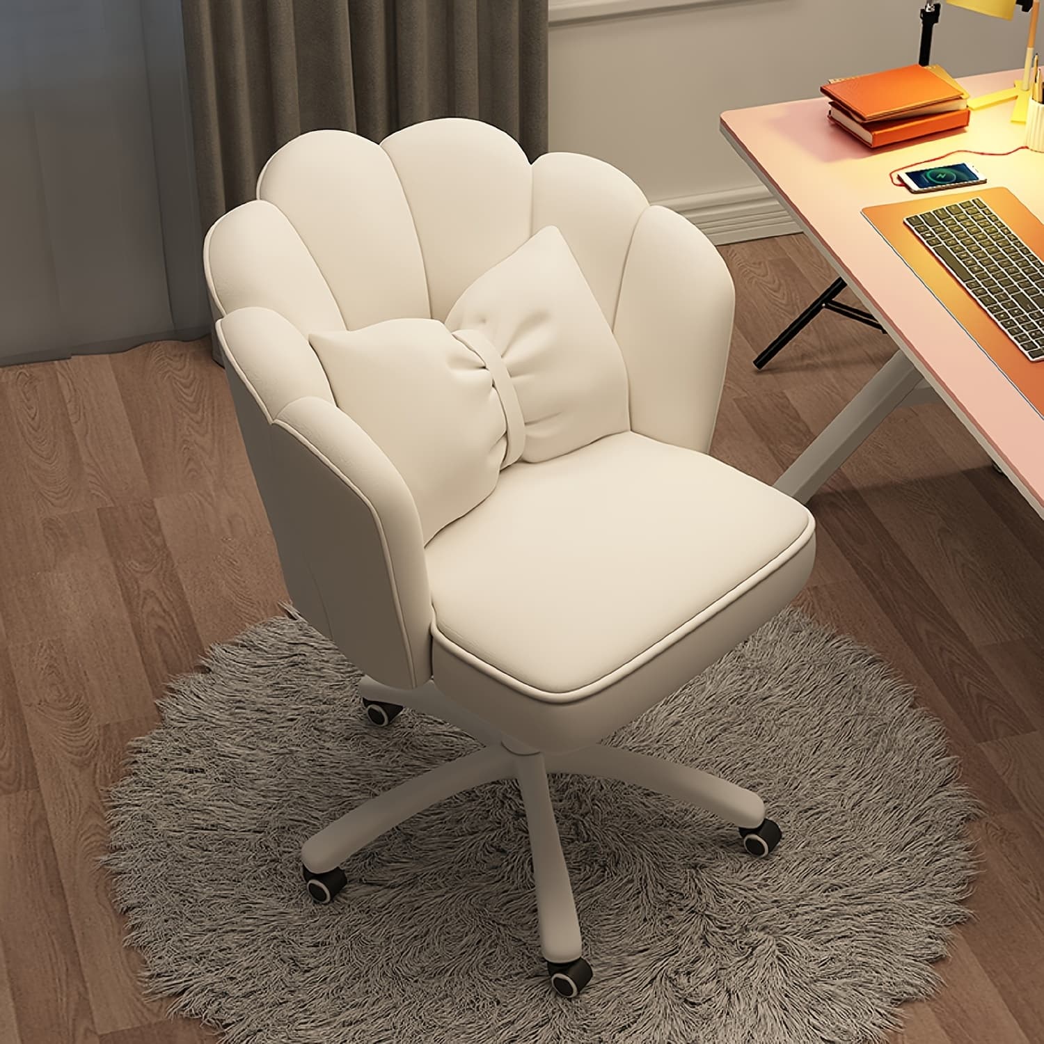 TEMU Office Tables And Chairs Are With Movable Wheels, Comfortable Fabric-filled Cushions, And Height Adjustable. Computer Dresser Chair With Medium Back And Wide Seat