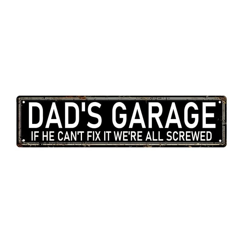 TEMU Dad's For Garage Sign, Funny Metal Sign For Garage Or Workshop Wall Decor, Father's Day Gift For Dad, Birthday Present For Husband, Cave Decoration, 16x4 Inch