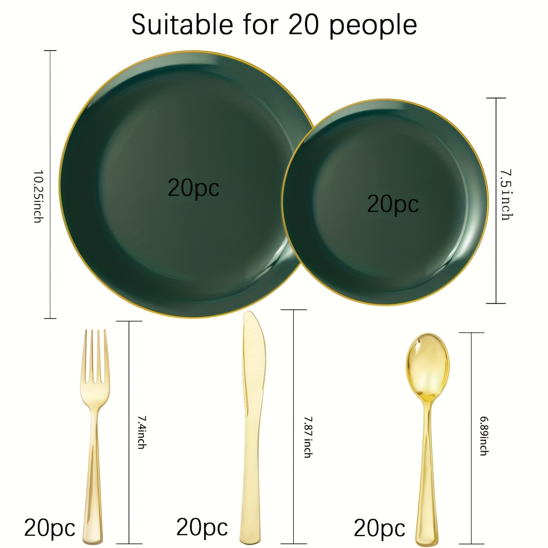 TEMU 100pcs Christmas Decor Plastic Dinnerware Set - Includes 20 Dinner Plates, 20 Dessert Plates, 60 Flatware For Holiday, Wedding, Party