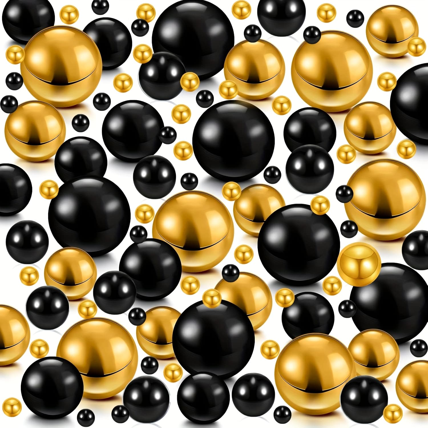 TEMU 1360pcs Vase Filler Pearls Vase Makeup Beads No Hole Gloss Bead Mixed Sizes Round Pearl For Home Party Wedding Decor, Black Beads, Black And Decorations, Pearls For Centerpieces Vases