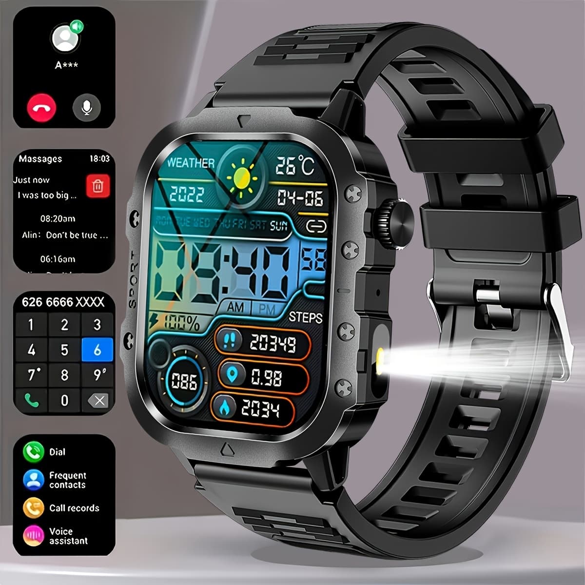 TEMU 2025 New Smart Watch Men's Watch - Hd Display, 2 Straps, Call And Sms Reminders, Music Control, Photographing, Multiple Panel Options - Usb Charging - Gift