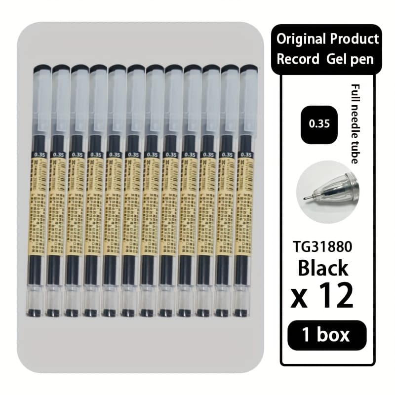 TEMU 12pc,0.35mm Black/blue/red Gel Ink Pen,,gel Pen,,drawing Pen,,writing Pen,,fine Tip Gel Pen,for Journal,,extra Fine For Office School Stationery Supplie