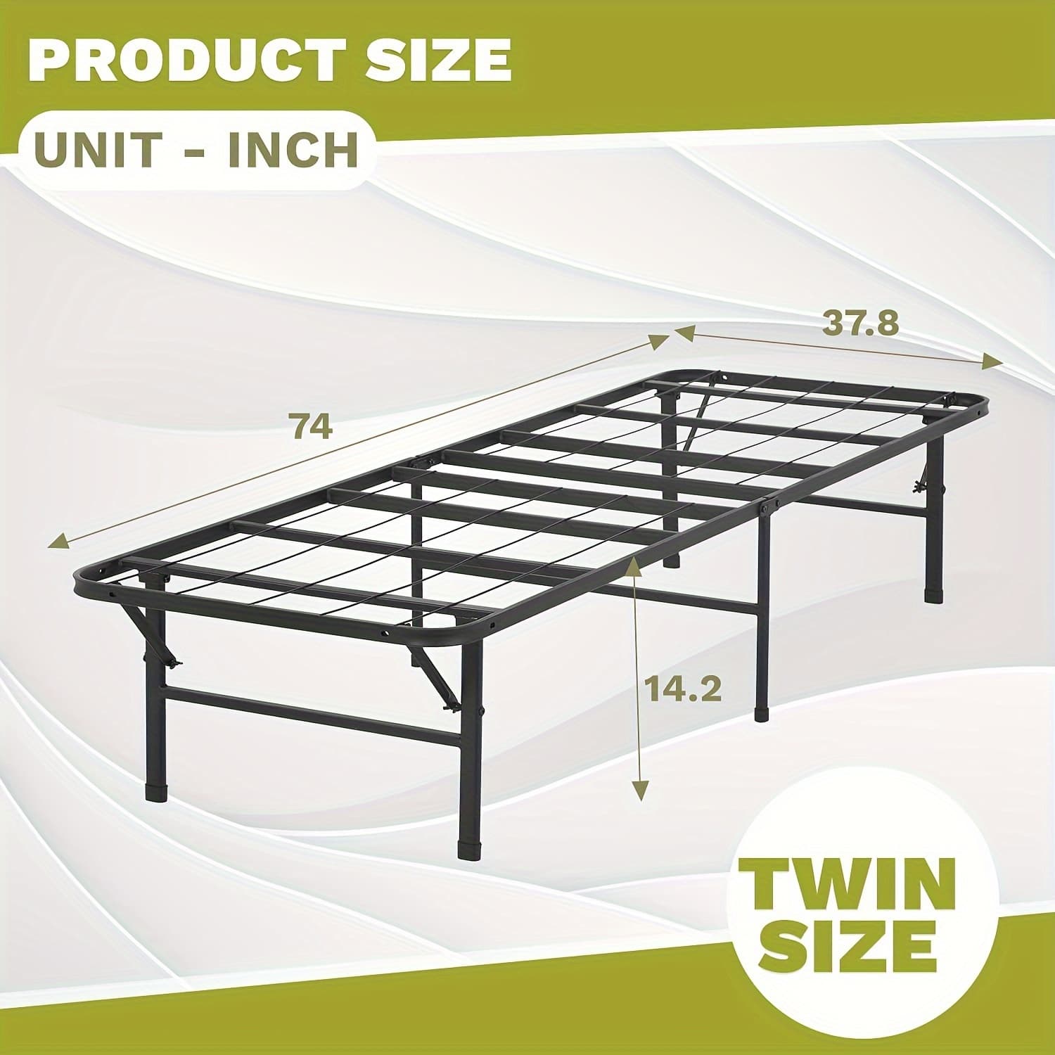 TEMU Bed Frame Iron Platform Bed Frame Queen Size 14 Inch Mattress Foundation Box Spring Replacement Heavy Duty Steel Slat Noise-free Easy Assembly, Black