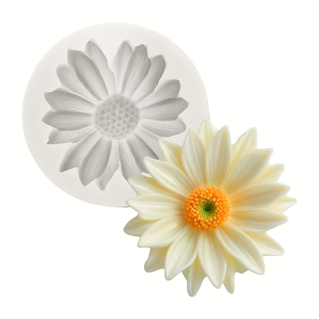 TEMU 1 Piece Of Silicone Mold In Of A Daisy, Perfect For Crafting Candles. This 3d Flower Mold Is Ideal For Aromatherapy Candles, Casting Jewelry, Making Aromatherapy Stones, Soap, Clay Projects