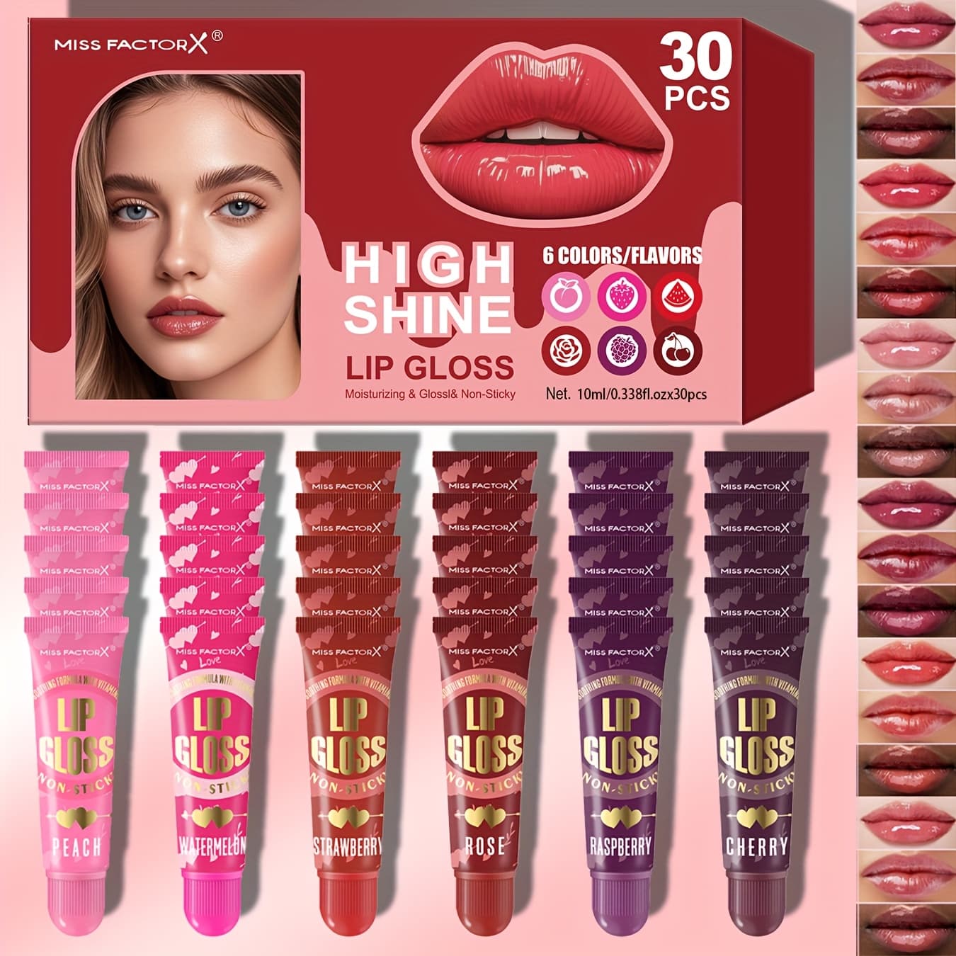 TEMU 30pcs/box 6 Colors Premium Lipstick Set Moisturizing Lip Oil Long-lasting Holiday Gift For Women Thanksgiving Present