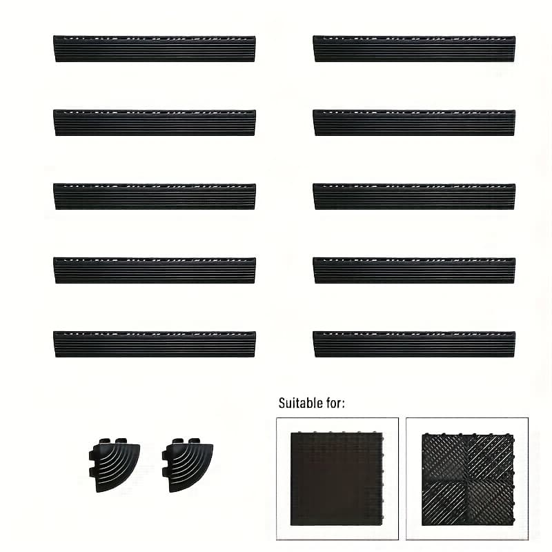 TEMU Edge Strips & Corner Joints For Garage Mats - Auxiliary Splicing Parts For Garage Floor Setup