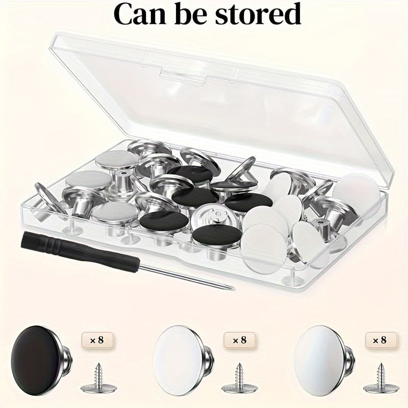 TEMU A Box Of 24 - No Sewing Required & Removable - Suitable For Jeans, Shirts And Jackets - Includes Box And Screwdriver - Metal Material