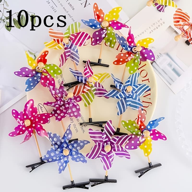 TEMU 10 Pcl Windmill Hairpin Set-color Rotary Hairpin Decoration, Creative Hair Ornaments/random Pattern Color Hair!