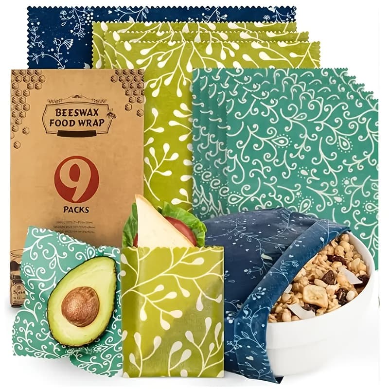 TEMU 9 Beeswax Food Cling Film For , Fruits And Vegetables, Reusable Kitchen Storage Additions