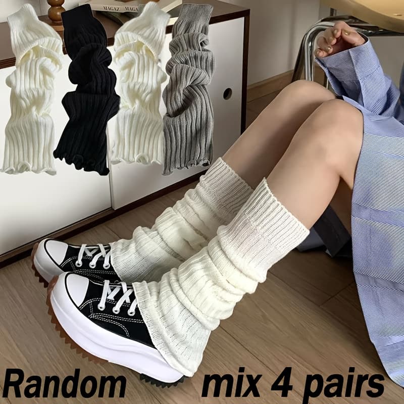 TEMU 4 Pairs Of Stylish Y2k Thin Leg Warmers For Women, Perfect For Keeping Ankles Warm. Socks Are Ideal For Daily Use By Ladies And Come In Assorted Colors