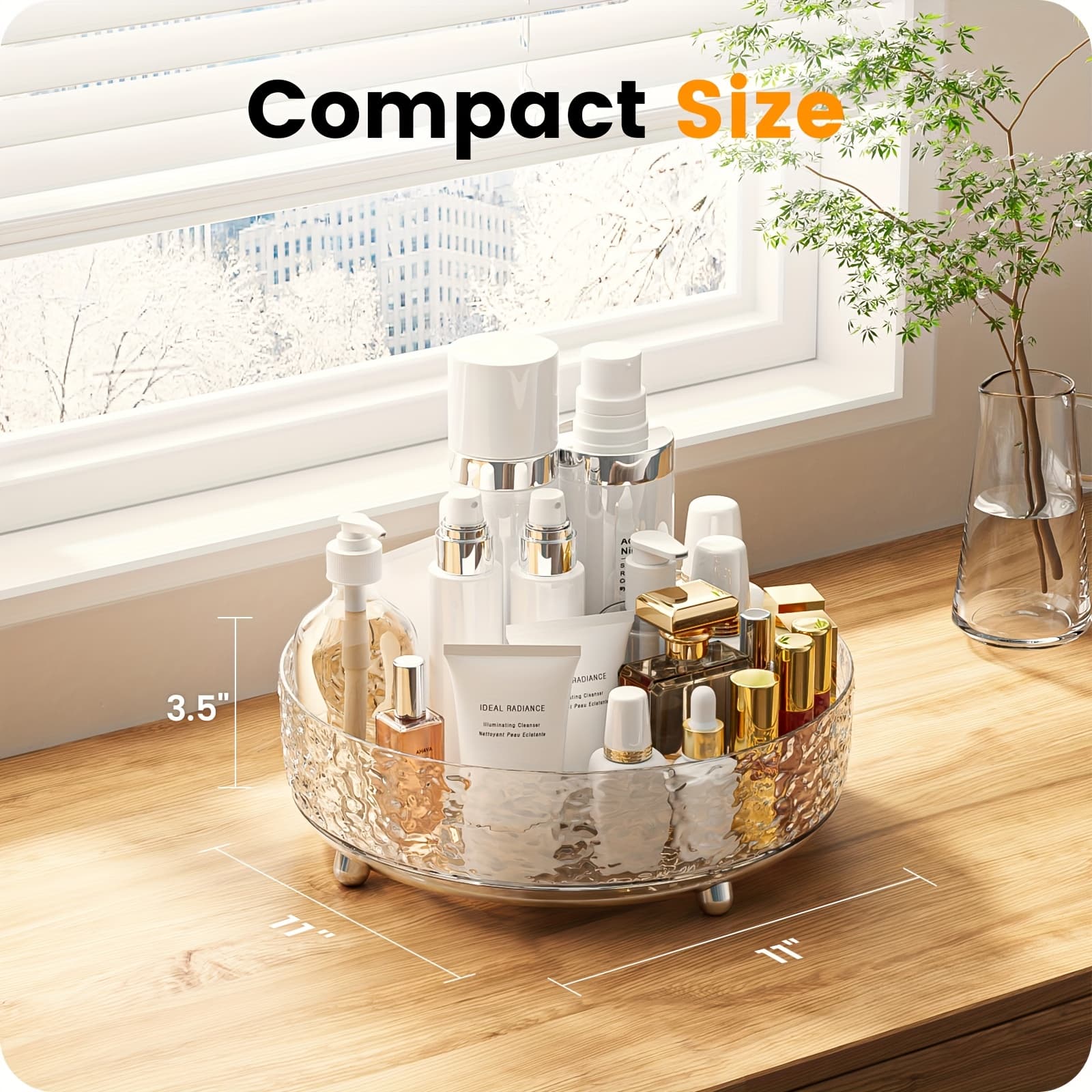 TEMU 9"/11" Makeup Organizer For The Countertop, A 360° Rotating Perfume Organizer, Bathroom Storage Solution, Skincare Organizer, And A Lazy Susan Organizer For Your Vanity Cabinet Or Dresser