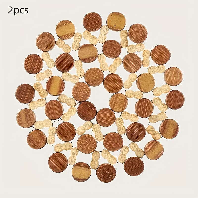 TEMU 2 Round Scratch-resistant Heat-resistant Table Mats Kitchen Table Three-piece Hot Pot Plates Coasters Country Style Easy Design /kitchen Renovation Party/dinner Party Essential
