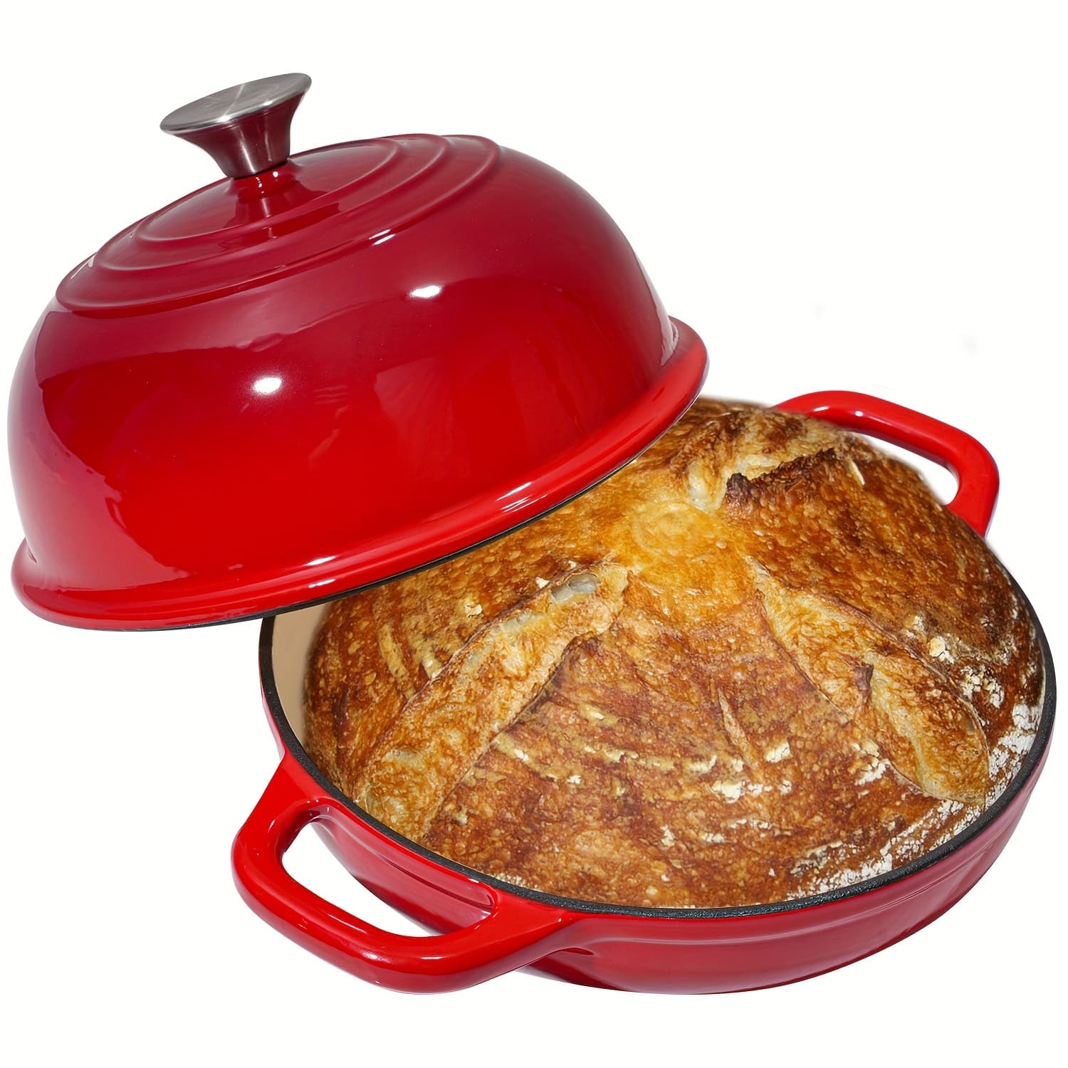 TEMU Enamelled Cast Iron Dutch Oven Pot, Dutch Oven For Sourdough Bread Baking, Cast Iron Bread Pot, Oven To 500°f, Suitable For All Stovetops, Must-have For Family Dinner