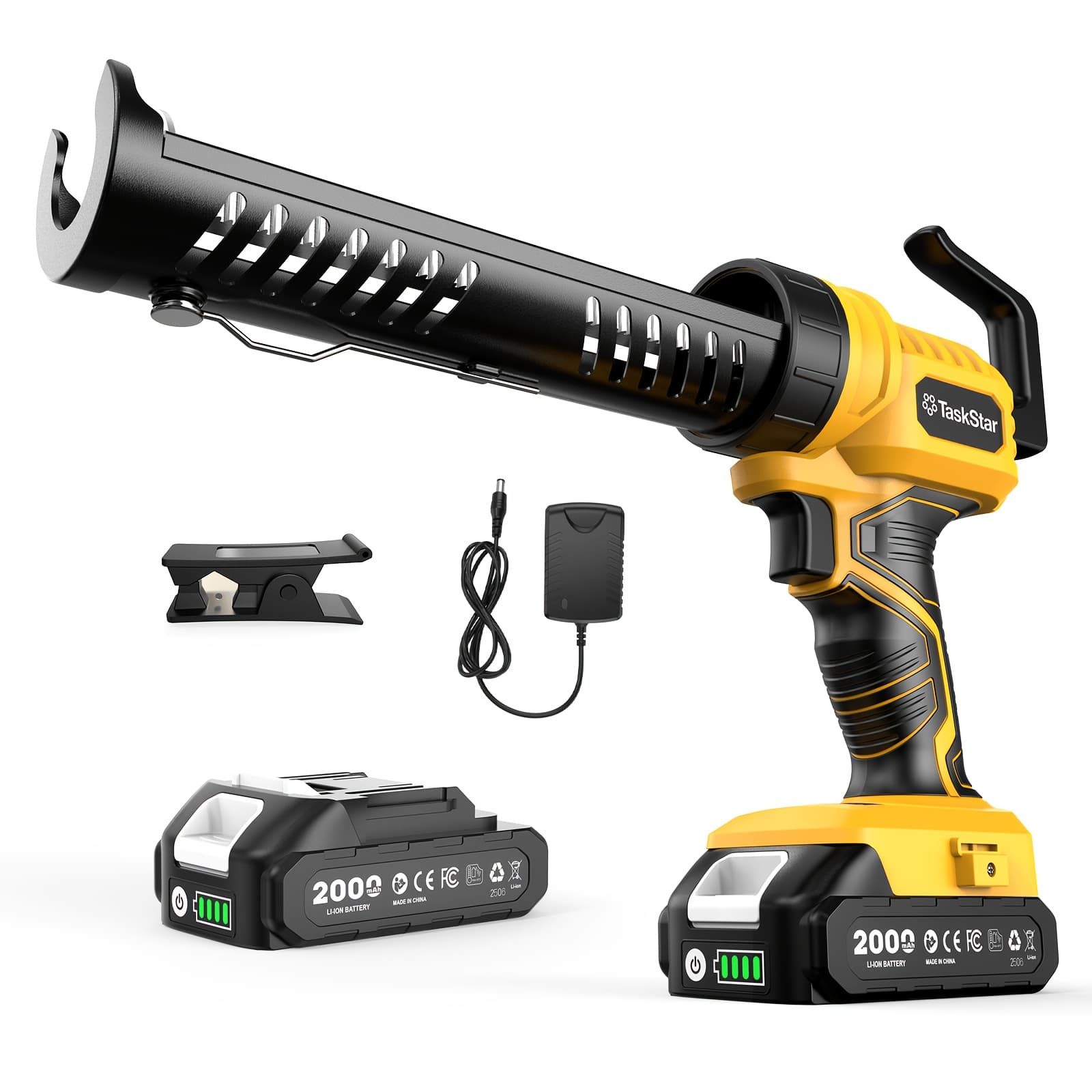 TEMU Taskstar Cordless Electric Caulking Gun, 5-speed Adjustable Sealant Gun With Technology, 2.0ah Li- & Fast Charger, Lightweight Caulk Gun With Cutting Tool For Door & Window Sealing, &
