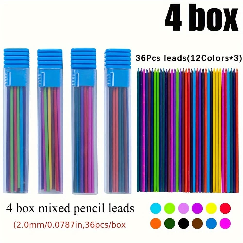 TEMU 2.0mm Colored Mechanical Pencil Leads Refills Student Art Drawing Design Automatic Pencil Leads Office School Supplies