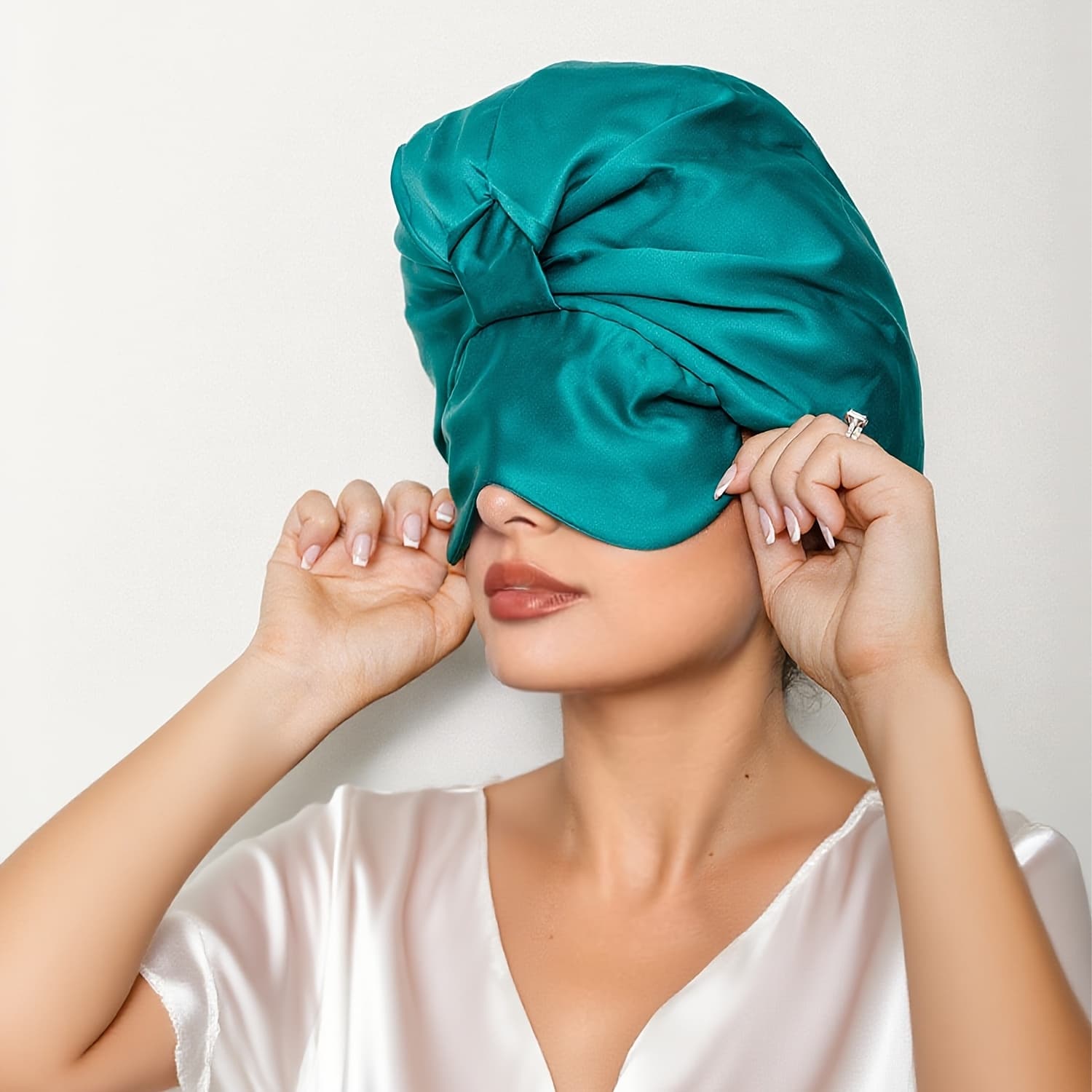 TEMU Sleep Bonnet And Eye Mask 2 In 1 Stylish Double-layer Bonnet Eye Mask Touch Protects Wigs And Large Adjustable Size Suitable For Men And Women Suitable For Sleep, Yoga, Travel, Home 1pc (blue)