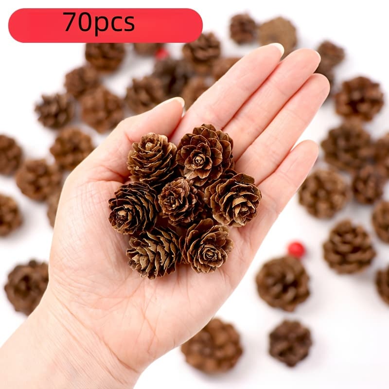 TEMU 70pcs Of Mini Pine Cone Christmas Decorations, Suitable For Diy Holiday Scenes And Party Decorations, Retro Style Christmas Decorations, Suitable For Handmade Enthusiasts With Materials