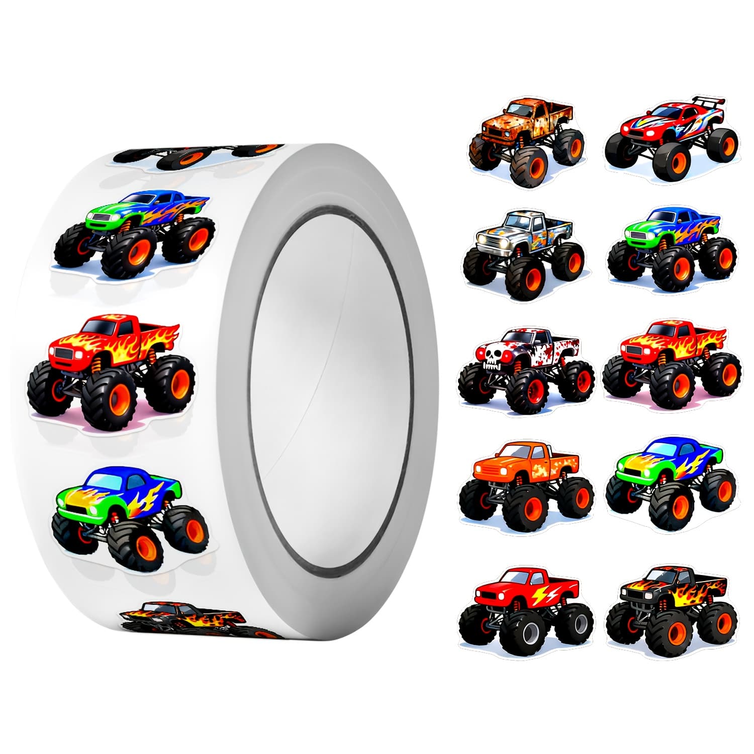TEMU 1 Roll (500pcs) Cartoon Boarse Truck Stickers, 2.5cm/1.0 Inch 10 Designs Decals Art Holiday Gift Wrapping Sealing Labels For Gifts And Home Decor Packaging Supply