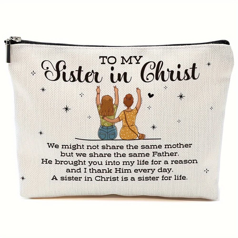 TEMU 1pc, Motivational Christian Pouch For Sisters, Faith-based Present From Sister To Best Friend, Uplifting Item, Ideal For Winter And New Year
