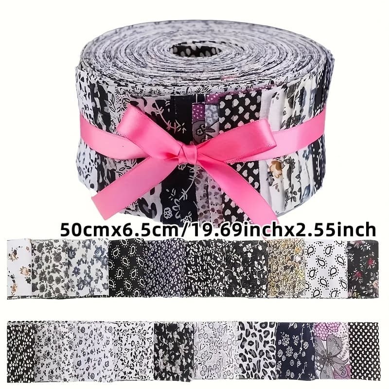 TEMU 40pcs Of Black And Patterned Fabric For Quilting, Suitable For Diy Handmade Doll Clothes, , And Sewing Supplies.