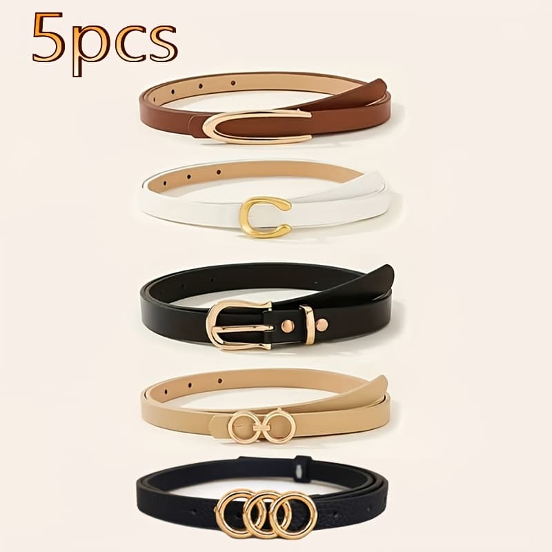 TEMU 5pcs Fashion Belts, 5- Belts, Matching Fashion Clothes, Suitable For Diverse Outfits
