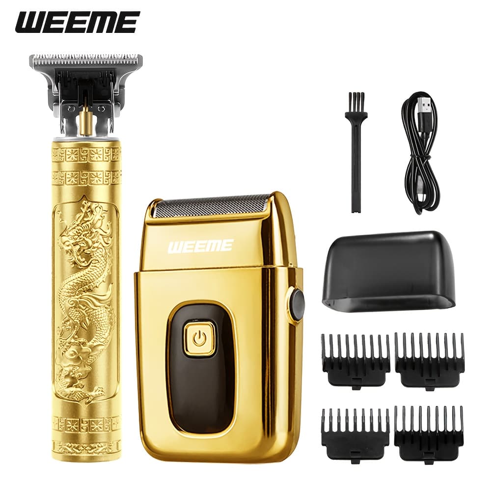 TEMU {valentine's Day Specific} 2pcs/4pcs Hair Clipper Set | Electric Shaver, Nose Hair Trimmer, Detail Trimmer With , Rechargeable Battery, Usb Powered, Gift Box| Ideal For Men's Gift