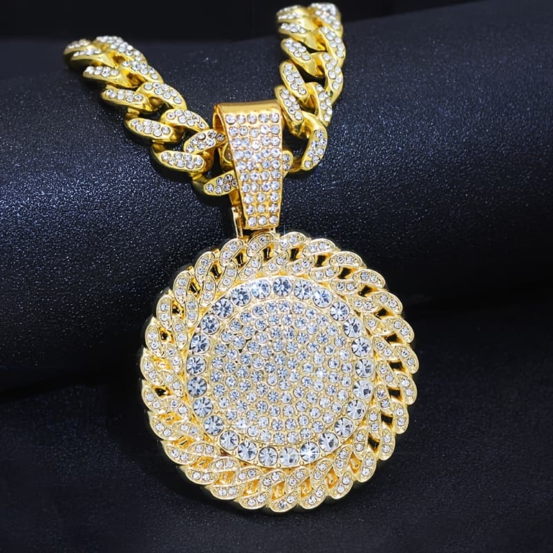 TEMU Hip-hop Style Necklace - Pendant With Cuban Link Chain - Perfect Jewelry Present For Men And Women