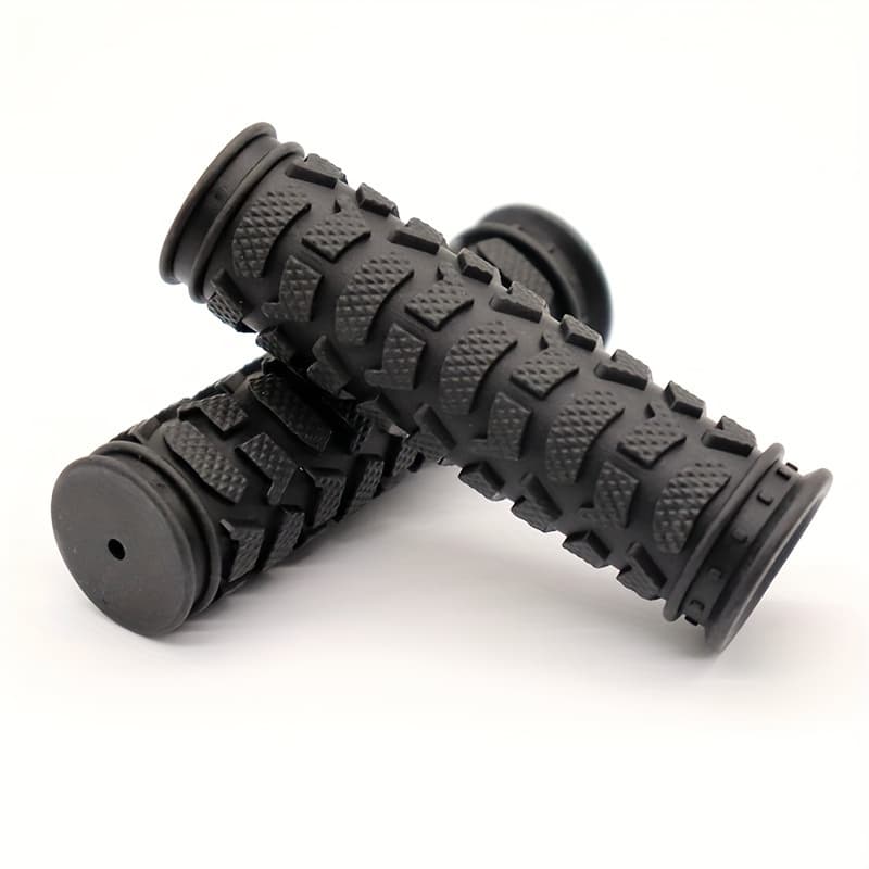 TEMU 1 Pair Bicycle Handlebar Grips Mountain Bike Soft Rubber Handlebar Covers Water Ripple Single-through Anti-slip Handlebar Grips