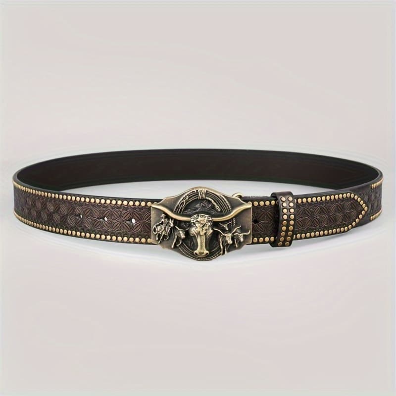 TEMU Men's Fashion Leather Belt With Animal - Versatile & Stylish Accessory