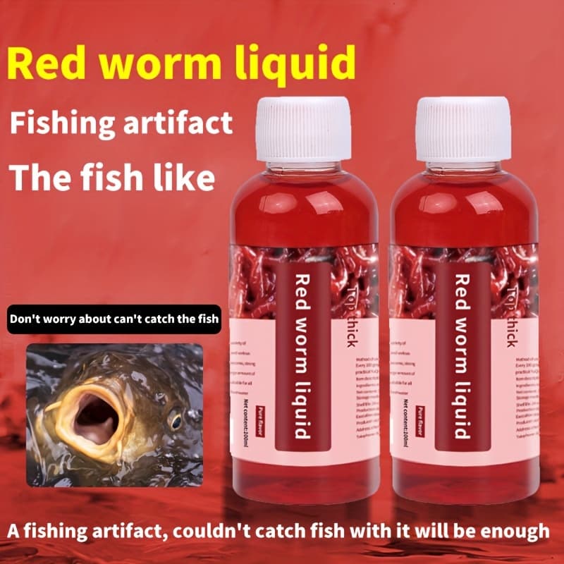 TEMU 2pcs Red Worm Liquid Bait Bait , Bait Enhancer, Bait, Fish Bait, Used For Fishing Trout, Cod, Carp, , Etc.