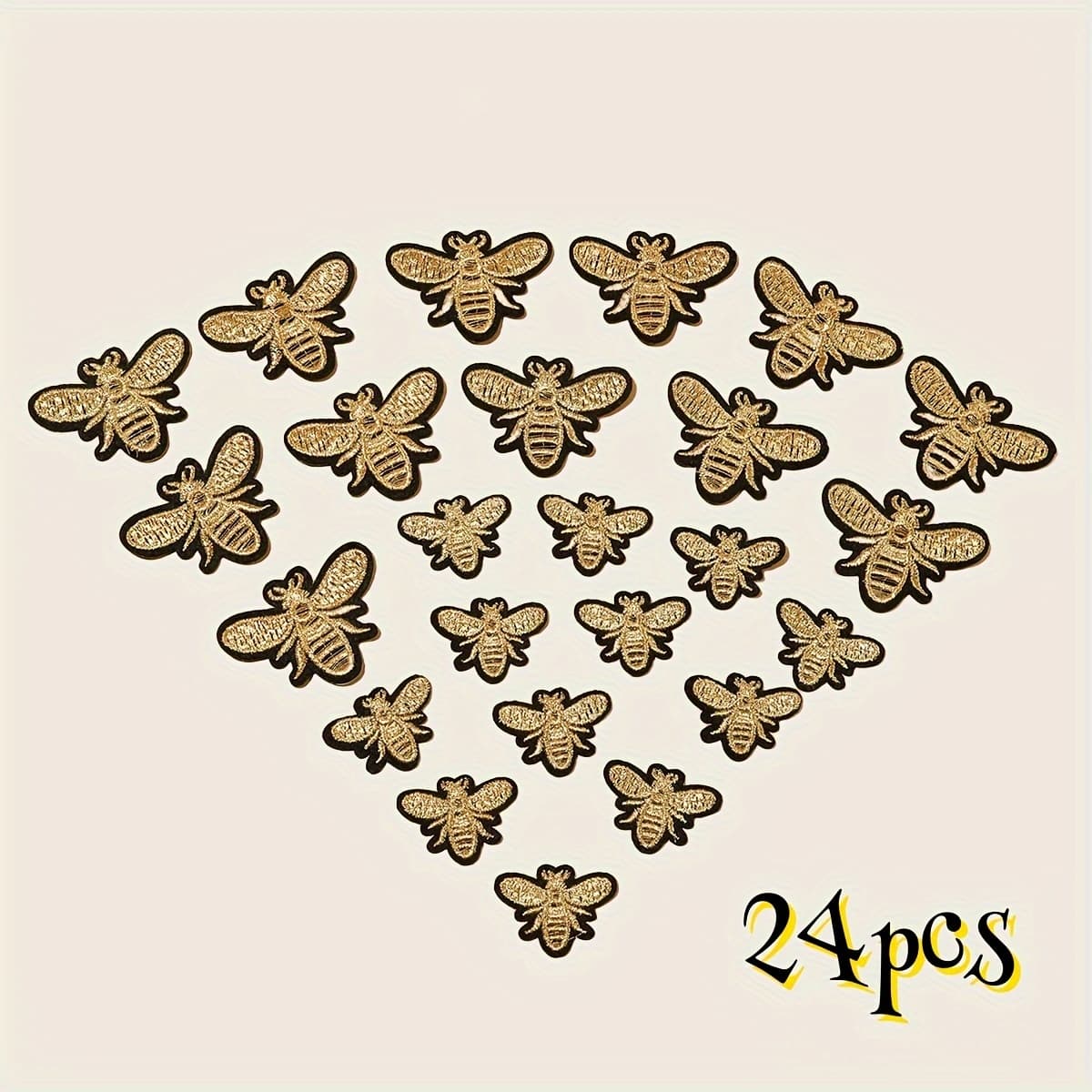 TEMU 24pcs - 2 Different Sizes Of Bee Patches For Backpacks Bee Applique For Jackets Embroidered Patch Insect Animal Embroidered Iron On