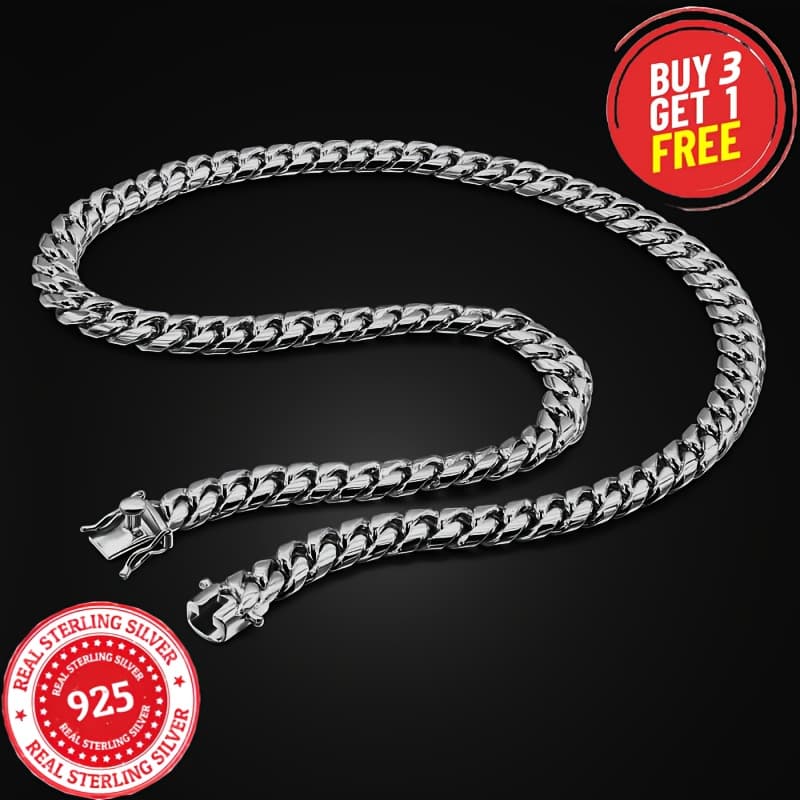 TEMU 925 Sterling Silvery 10mm Cuba Necklace, Classic , Unisex, Suitable For -- Valentine's Day, Halloween, Christmas, Anniversary Or As A Holiday Gift (gift Box Included); Buy 3 Free