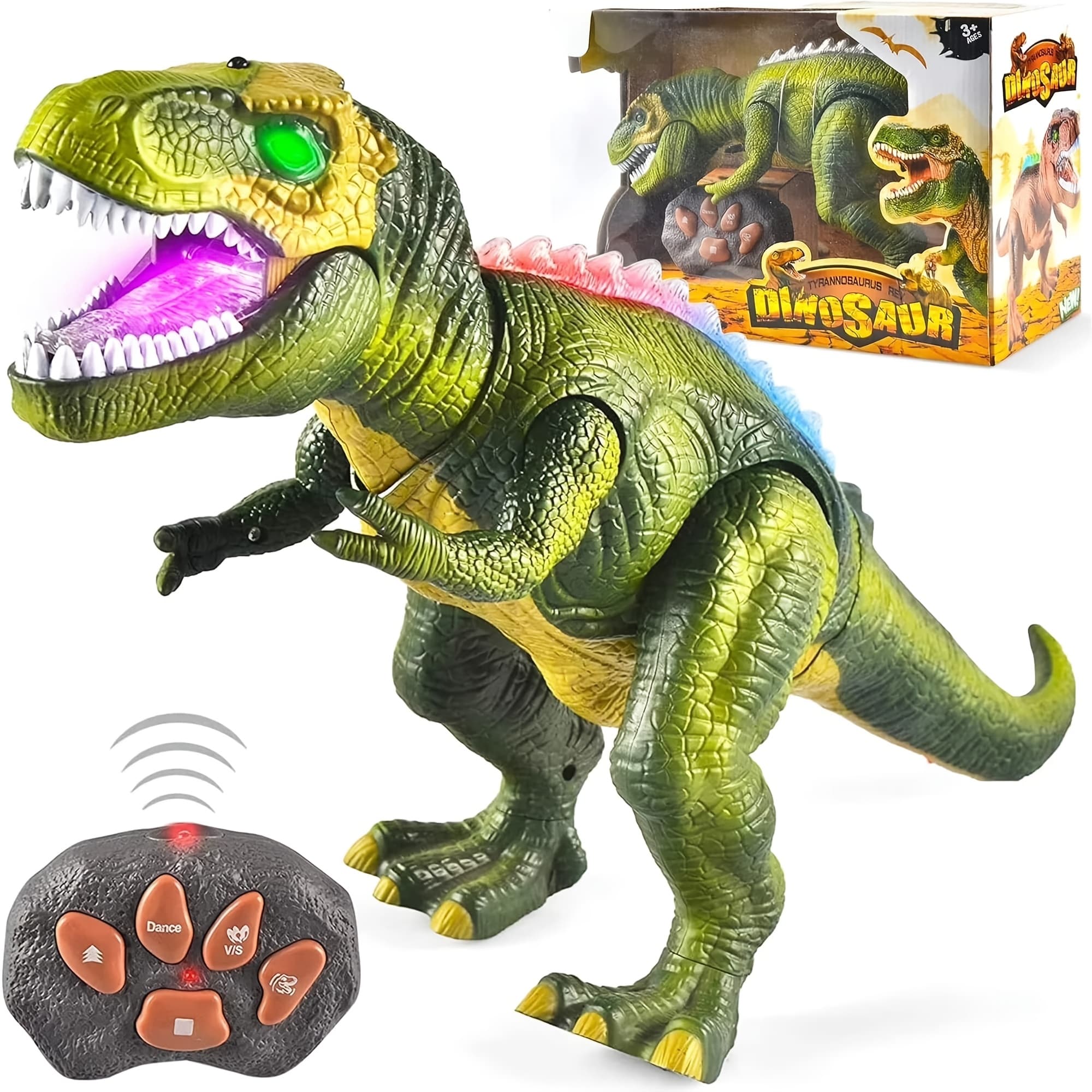 TEMU Big Remote Control Dinosaur Toy For +, Led Lights Realistic Roaring Sound, Walking Dancing Dinosaur, Perfect Gift For Boys Girls