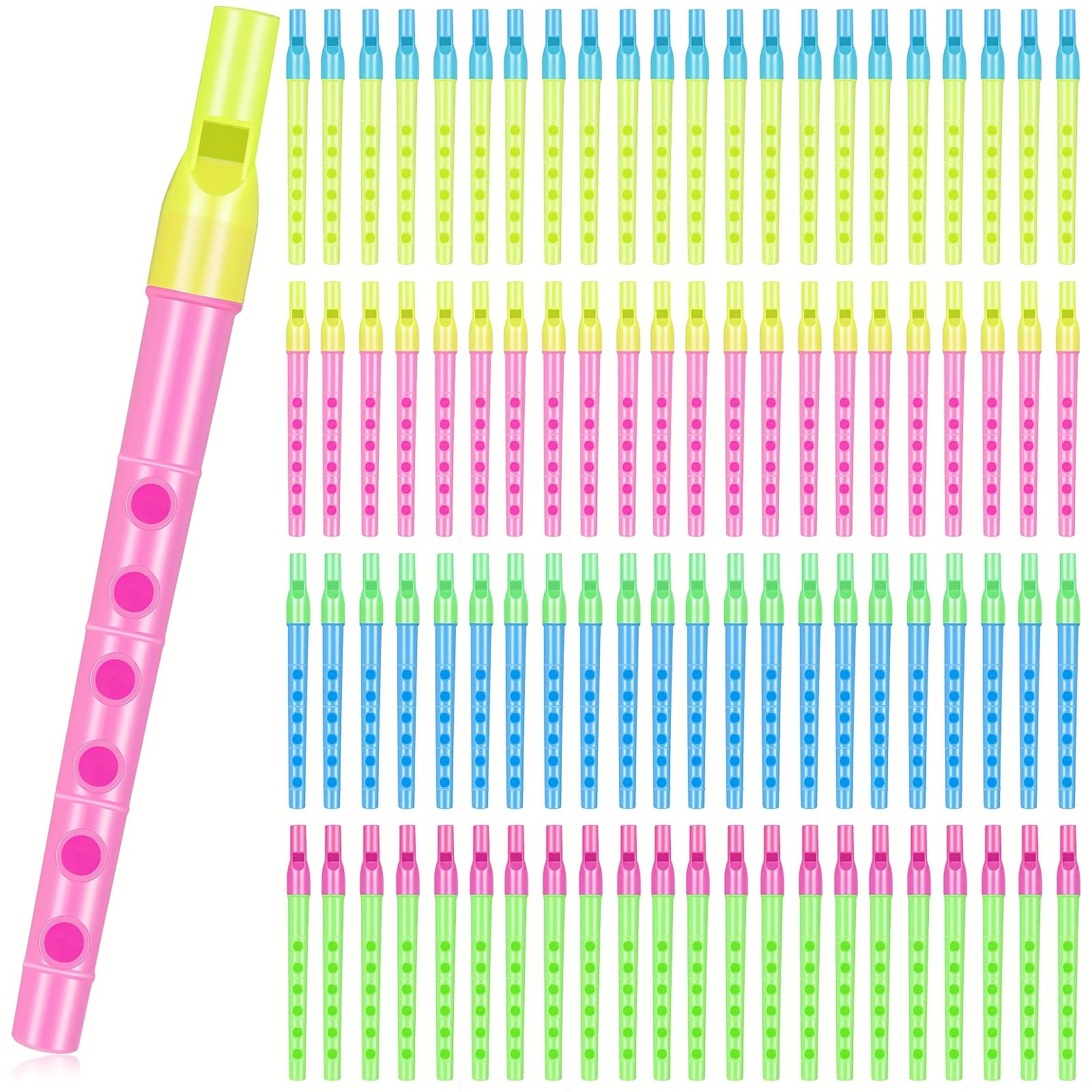 TEMU Bulk Purchase Of 100 Recorders, Featuring A 6-hole , Suitable For Beginners. This Flute, In Baroque Fashion, Is A Compact Plastic Clarinet Endorsed By Schools As A Gift For Students