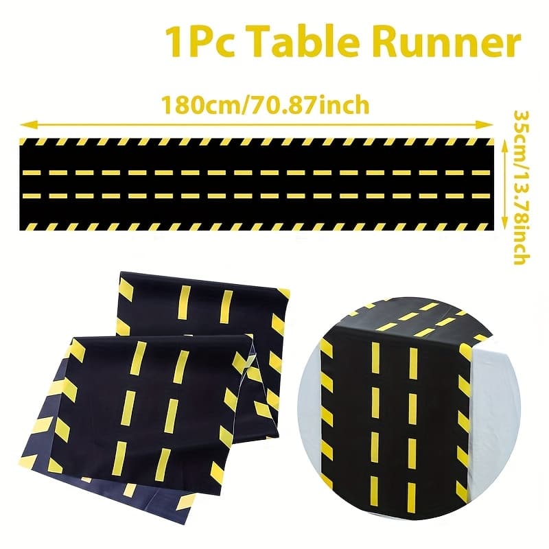 TEMU 1pc Sports Theme Polyester Table Runner - Rectangular Woven Construction Party Decor, Dump Truck Birthday Party Supplies For Boys