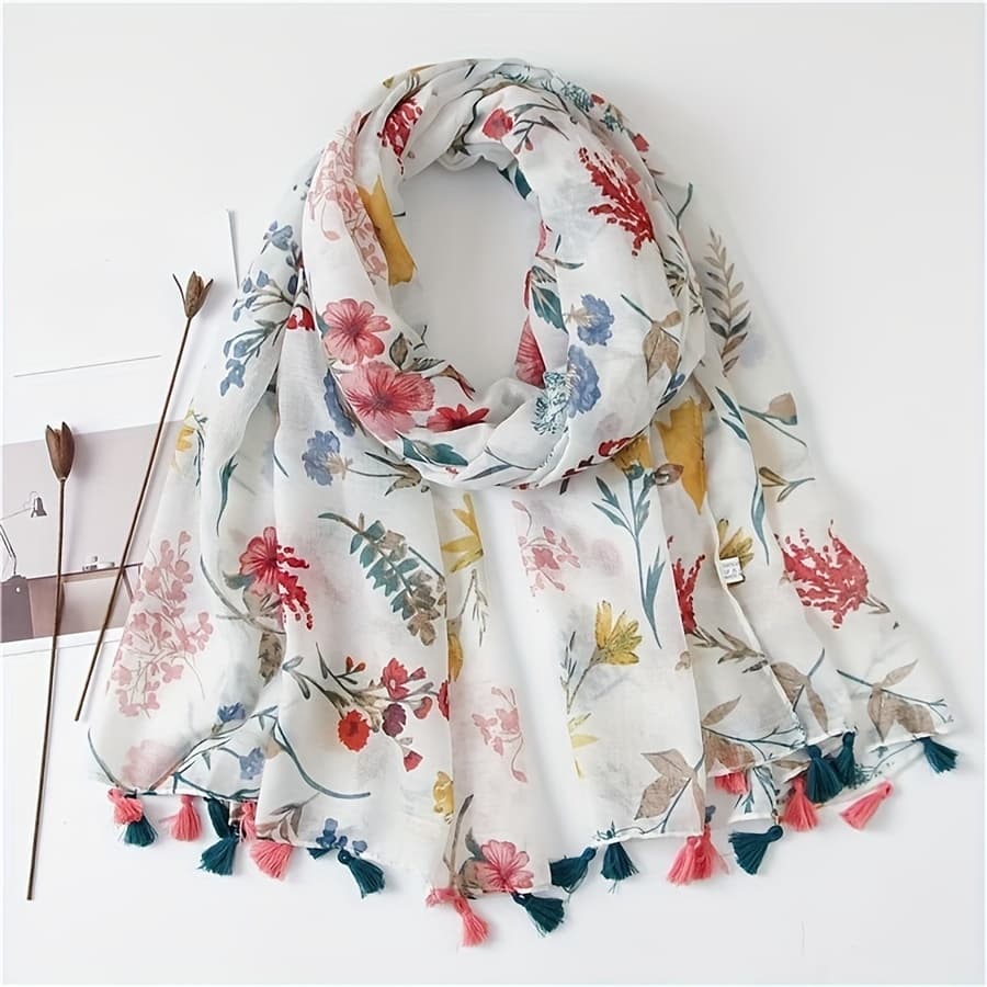 TEMU And Summer Women's Literary Tassel Scarf For Vacation Travel Beach Towel Women's Shawl