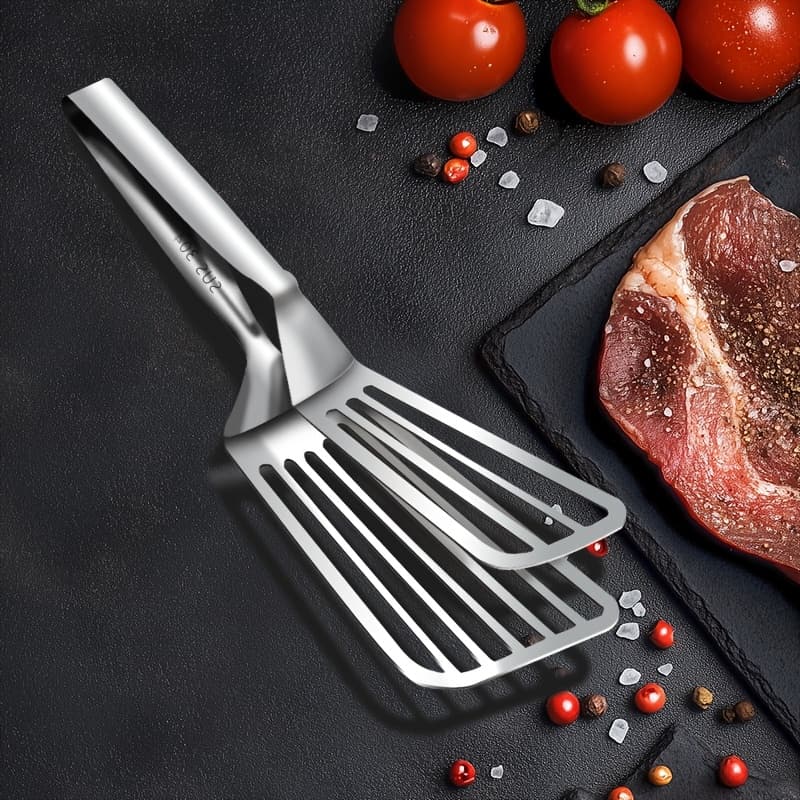 TEMU 1pc Stainless Steel Dining Tongs - Multifunctional Kitchen Tools That Can Handle Buffets Fish Steak Bread Salads And Desserts - Durable Rust Resistant For Seamless Food Display And Preparation