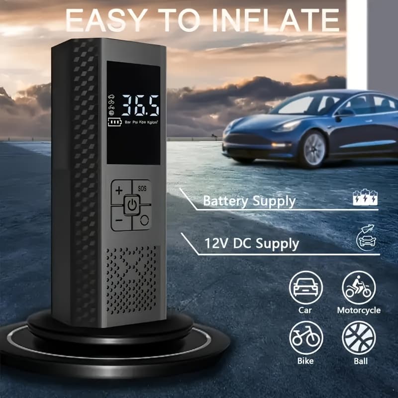 TEMU 150psi Portable Air Compressor With Tire Pressure Gauge And Led Display - 3x Faster Cordless Tire Inflator, Usb-powered, Rechargeable Battery