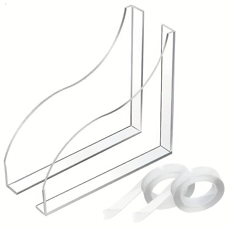 TEMU Pair Of Guards - Strong Transparent Bathtub & Sink , Curved Design For Shower, Tub, Washbasin - -free Installation With Adhesive Strips - Bathroom Safety & Hygiene, Durable Acrylic