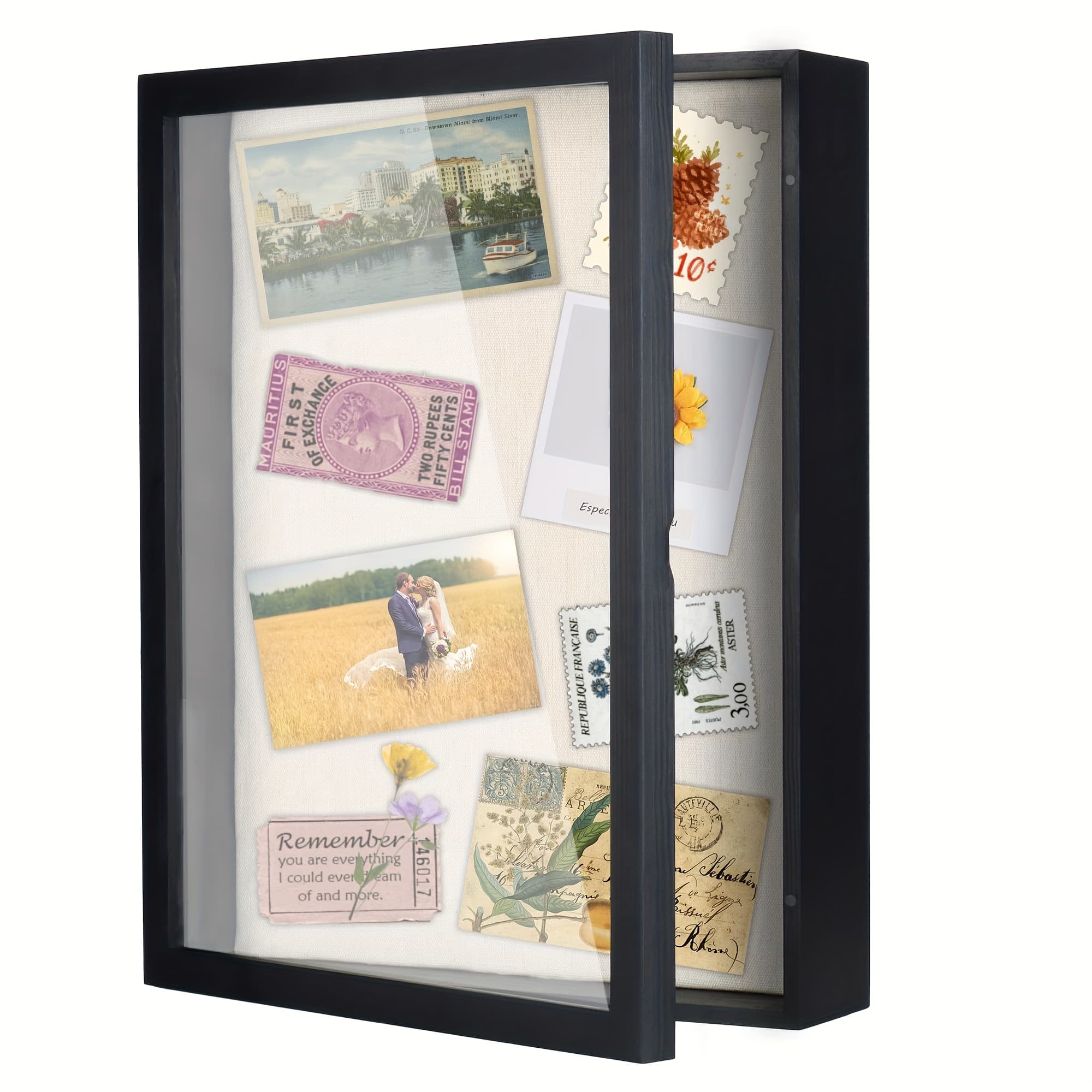 TEMU 12x16 Large Shadow Box Frame With Plexiglass Cover, Sturdy Memory Display Case Of Flower, Pictures, Medals And More, Black