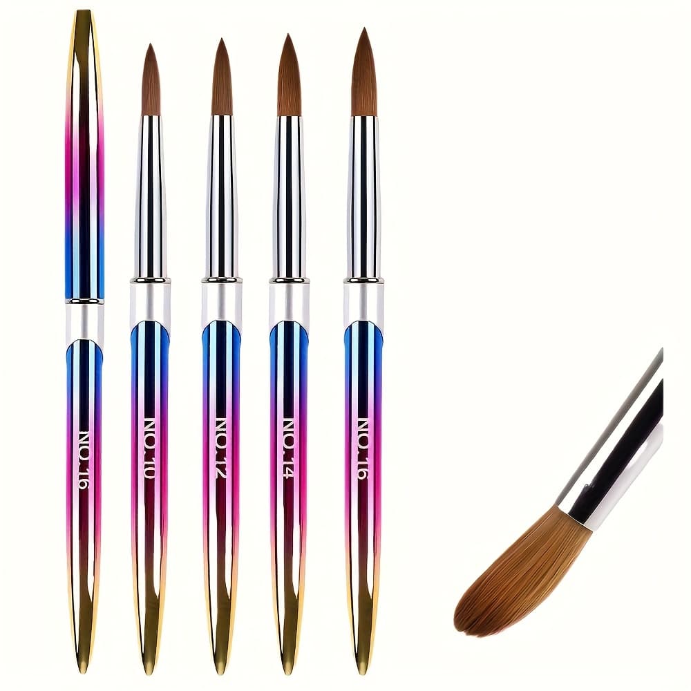 TEMU 4pcs Gradient Metal Rod Nail Art Brush Set - Professional Nail Tools - Hair - Alloy Stamping Design - Ergonomic Handle - No Formaldehyde
