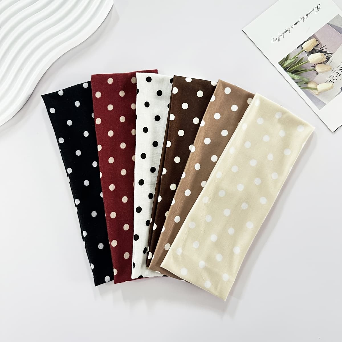 TEMU 3pcs Yoga Elastic Headband, Fashionable Polka Dot Makeup Headband, Sweat Absorbing Fitness Hair Accessory, Easy And