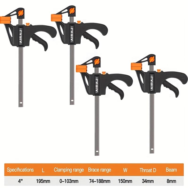 TEMU Airaj 4pcs Woodworking Clamp Clips 4 Inch Wholesale F Hard Ratchet Release Diy Carpentry Hand Vise Tools