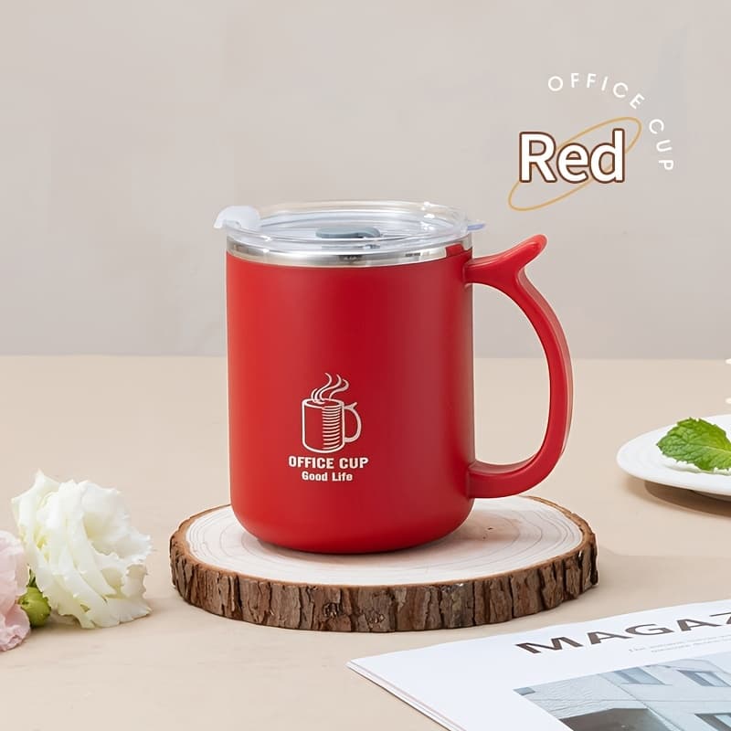 TEMU 1pc Insulated Coffee Mug With Handle And Lid, Stainless Steel Coffee Travel Mug, Double Wall Vacuum Coffee Mug For Office, Outdoor, Back To School Supplies