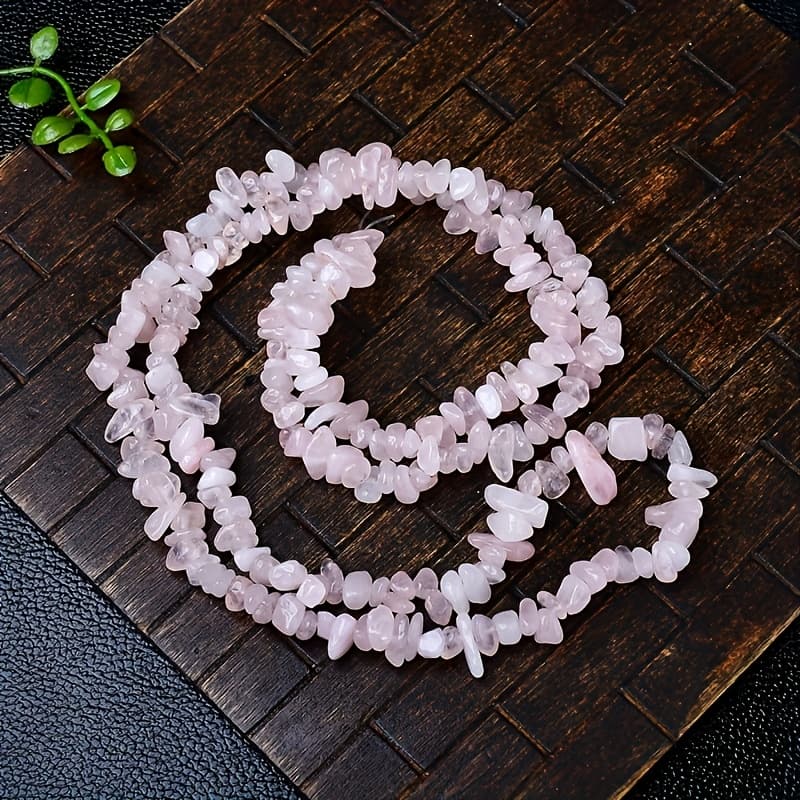 TEMU 1 Strand . 230pcs 5mm-8mm Natural Polished Irregular Rose Quartz Drilled Chips For Accessories, Perfectly Suitable As Beads In Bracelet And Necklace Making With Slight Color
