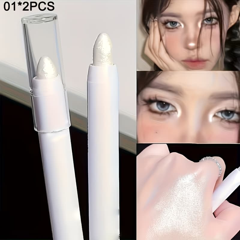 TEMU Two-piece Pearlescent Highlighter Pencil For Brightening The Lower Eyelid And Eye Shadow Pencil - Easy To Blend And Apply, Suitable For Of , Nose, And Eyebrows, Suitable For Tones - Ideal Gift