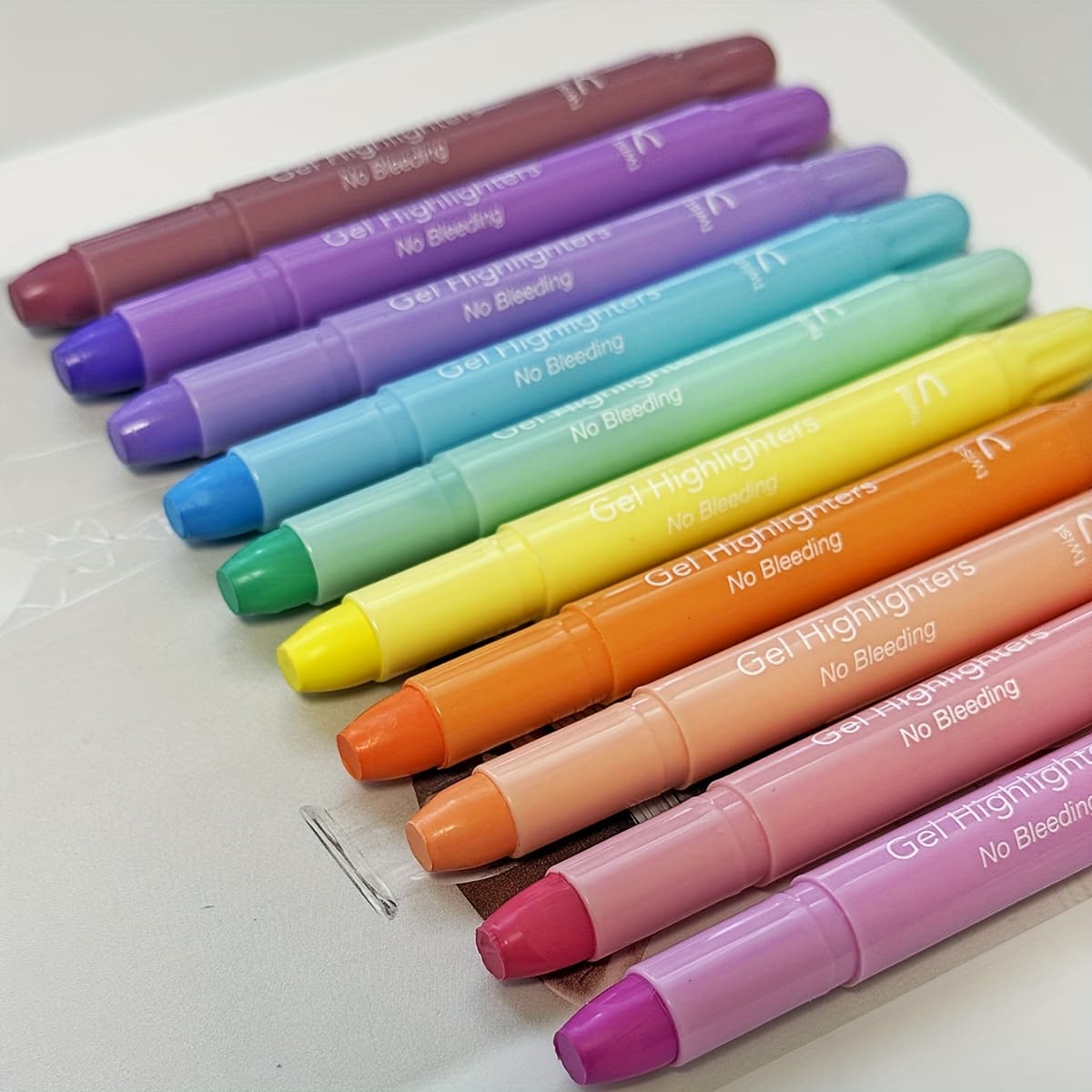 TEMU 10pcs Funfull Gel Highlighters In Pastel & Bright Colors - No Bleed, Retractable, Round Tip, Abs Body - Ideal For Bible Journaling, School & Office Supplies