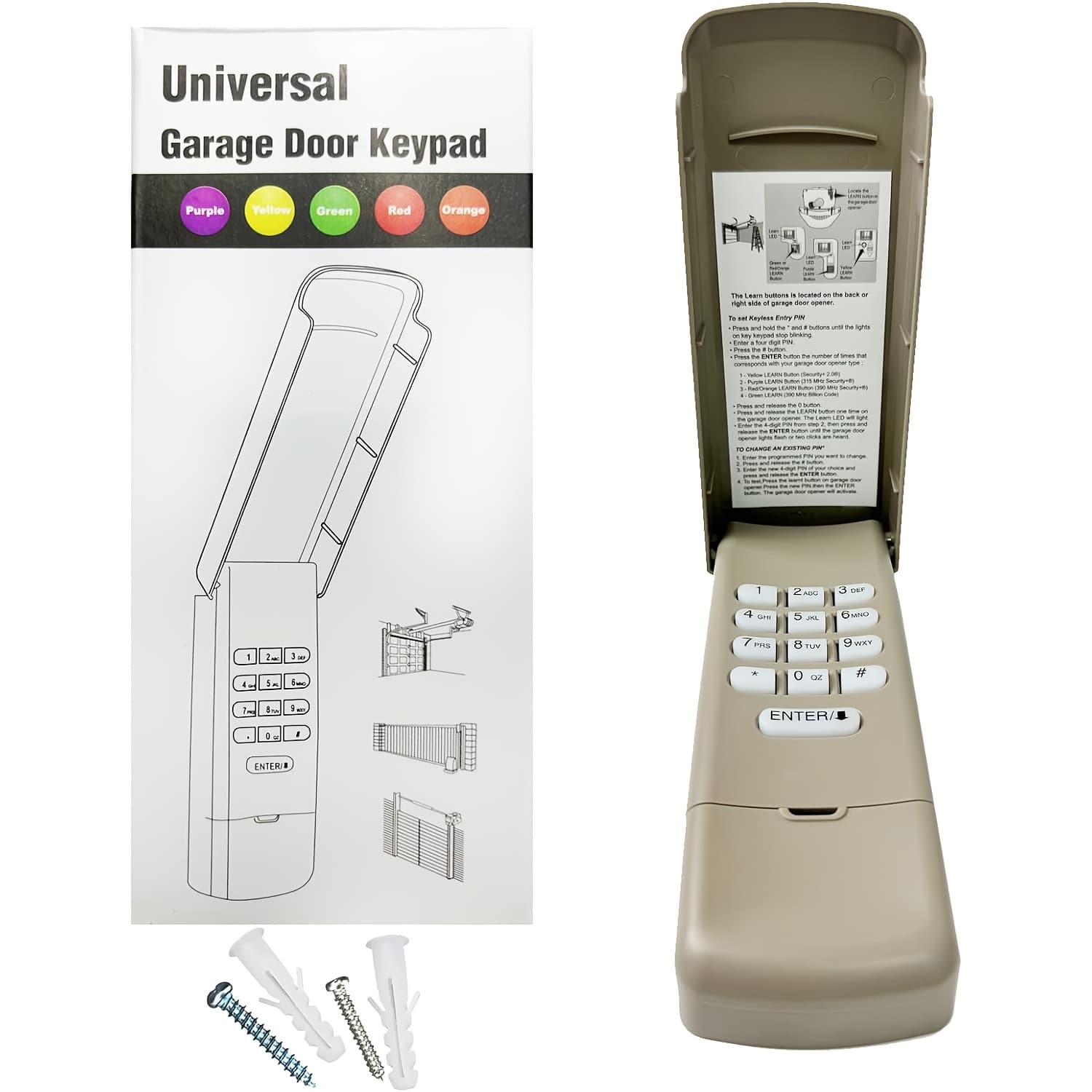 TEMU 2packs Garage Door Opener Keypad Compatible With , , , Openers , Wireless Keypad Keyless Entry, Replaces 877/878max 377/977/877/66lm, +2.0, In 1/2 Packs