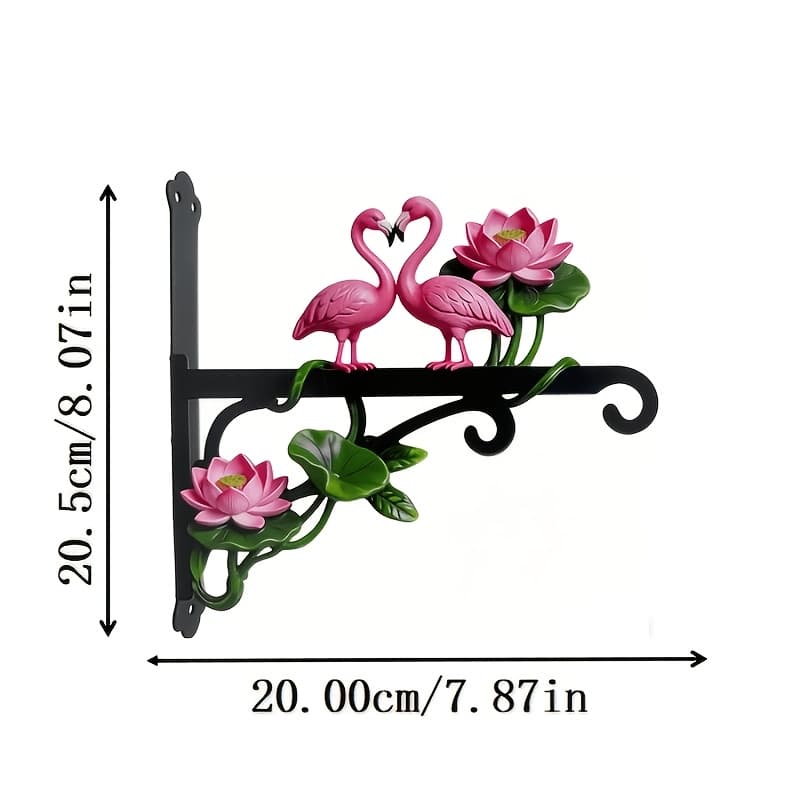 TEMU 1pc Original Upgraded Double Flamingo And Lotus Flower Metal Plant Hanger Bracket, Heavy Duty Rust-proof Iron Wall Hook For Outdoor Garden Patio, Ideal Father's Day Gift For Gardeners And