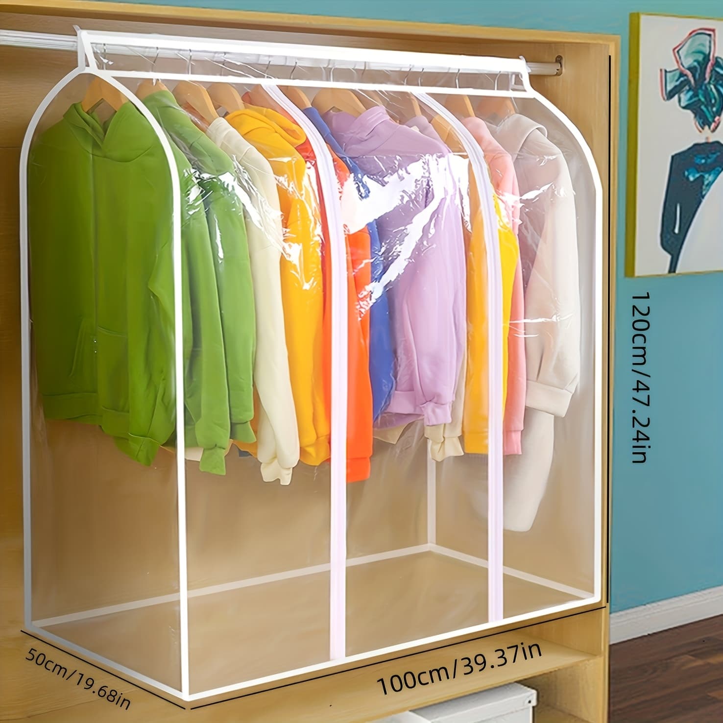 TEMU Completely Transparent Three-dimensional Dust Cover For Clothing, Garment Bag, Suitable For Storing Coats, Dresses, Etc., Thickened, Washable, And Waterproof Cover
